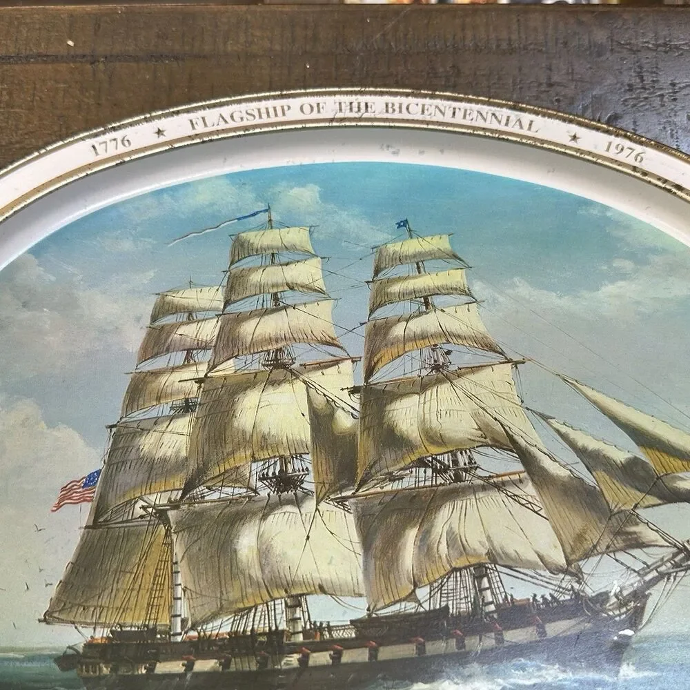 1976 Bicentennial Tray Set – Constellation & Old Ironsides Nautical Decor